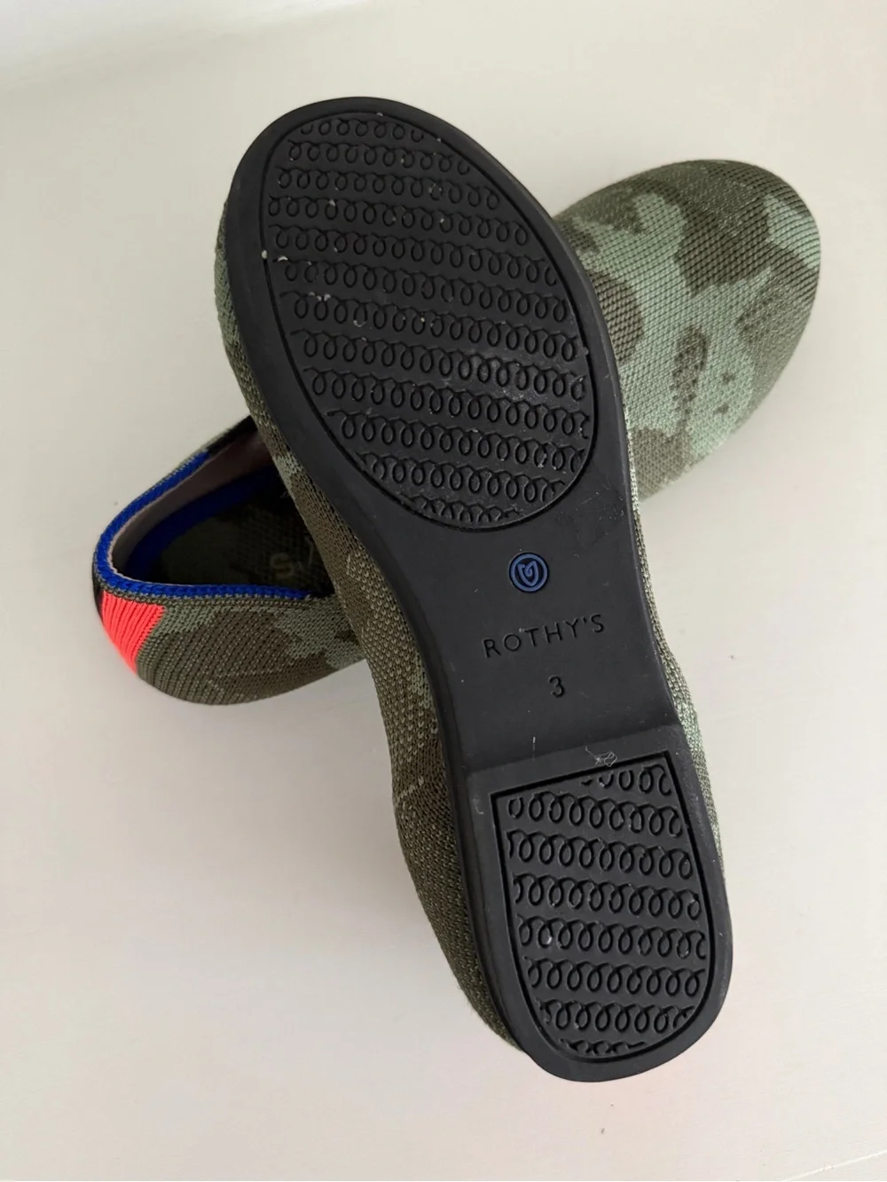 Kids Rothy's Olive Green Camo Knit Slip-Ons